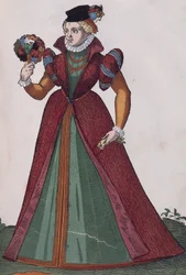 Nobile donna di Ferrara, incisione da "Habitus praecipuorum popularum"