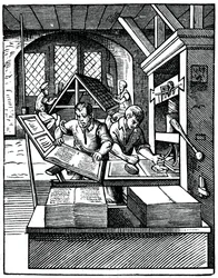 Officina di stampa, XVI secolo, 1870.