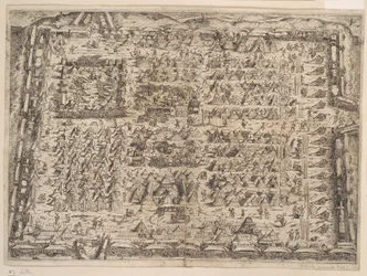 Accampamento militare rettangolare con carrozza