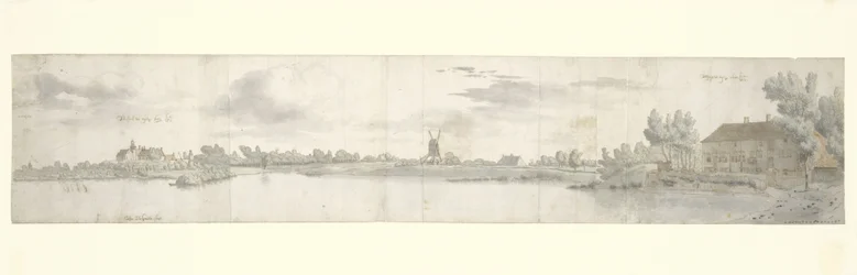 Veduta panoramica del Castello Ooij e della casa del pedaggio, Brabante Settentrionale
