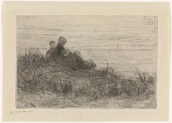 Paesaggio dunale con madre e figli