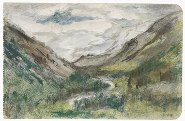 Valle con montagne coperte di vegetazione
