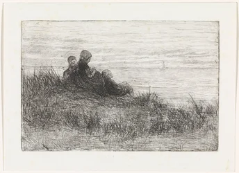 Paesaggio dunale con madre e figli
