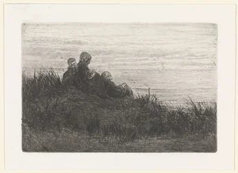 Paesaggio dunale con madre e bambini