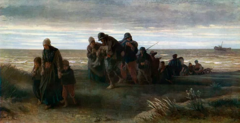 Pescatori che trasportano un uomo annegato, c1861, 1912