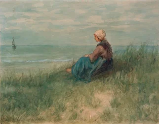 Ragazza nelle dune che guarda fuori