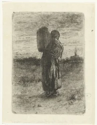 Donna con un cesto sulla schiena