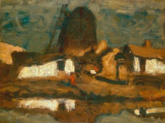 Paesaggio con mulino a vento