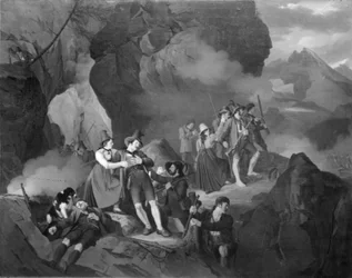 Tirolesi che combattono i francesi nelle montagne