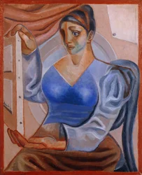 Donna con un dipinto