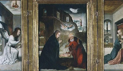 La nascita di Cristo Trittico con la Natività affiancata dall