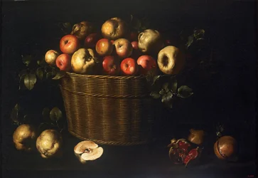 Cesto con Mele, Cotogne e Melograni