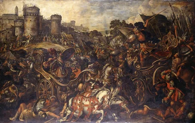 Achille che affronta Ettore fuori Troia
