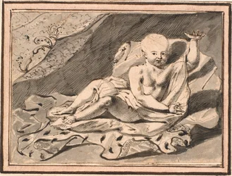 Putti sdraiati su un mantello di ermellino