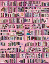 Accogliente biblioteca rosa