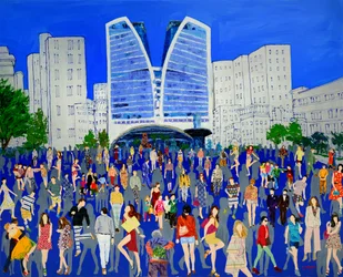 Una folla vivace in città