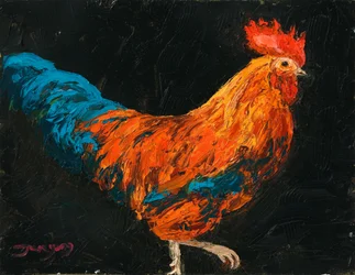 Il gallo che si pavoneggia con energia