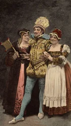 Un limosino (limousin) con due donne. Pantagruel. Illustrazione di Jules Garnier. In "Rabelais e l