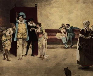 Gargantua con le prostitute. Gargantua. Illustrazione di Jules Garnier. In "Rabelais e le opere di Jules Garnier".
