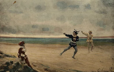 Uomini che giocano alla gru. Gargantua. Illustrazione di Jules Garnier. In "Rabelais e le opere di Jules Garnier".