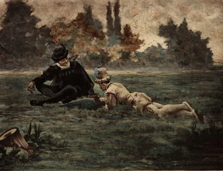 Uomini che giocano alla des. Gargantua. Illustrazione di Jules Garnier. In "Rabelais e l
