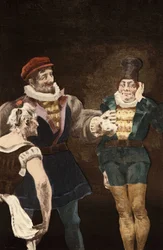 Panurge che dà denaro a un uomo perché sposi una vecchia. Pantagruel. Illustrazione di Jules Garnier. In "Rabelais e l