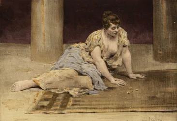 Donna che gioca al gioco dei racconti (tavoli). Gargantua. illustrazione di Jules Garnier. In "Rabelais e l