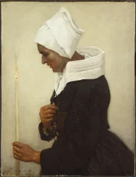Contadina bretone che tiene una candela, c.1869