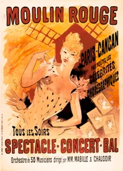 Pubblicità per il Moulin Rouge e i ballerini di Cancan