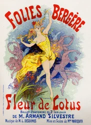 Arte. Intrattenimento. Fiore di loto, balletto alle Folies Bergeres, Parigi. Poster di Jules Cheret, Francia