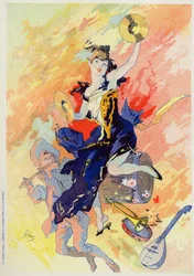 Arte. Intrattenimento. La Musica. Allegoria di Jules Chéret, Francia, c.1890