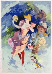 Arte. Intrattenimento. La commedia. Allegoria di Jules Chéret, Francia, c.1890