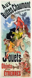 Stile di vita. Il negozio di giocattoli Buttes Chaumont. Poster di Jules Chéret, Francia, c.1890