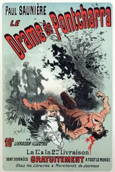 Letteratura. Il dramma di Pontcharra, serial di Paul Sauniere. Poster di Jules Cheret, Francia, c.1880