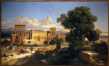 Rovine di Balbeck (o Baalbek, Baalbec, antica Eliopoli, attuale Libano). Dipinto di Jules Coignet (1798-1860), olio su tela