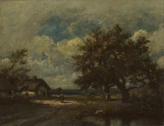 Il cottage lungo la strada, cielo tempestoso