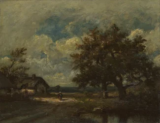 Il cottage lungo la strada, cielo tempestoso, c. 1860