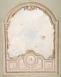 Progetto per un soffitto con un cielo trompe l