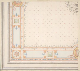 Progetto per un soffitto (recto), misure con codice di design (verso), seconda metà del XIX secolo. Creatori: Jules-Edmond-Charles Lachaise, Eugène-Pierre Gourdet