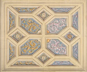 Progetto per un soffitto a cassettoni decorato con rinceaux