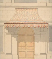 Progetto per una tenda da sole sopra una porta, in stile moresco, 1830-97. Creatori: Jules-Edmond-Charles Lachaise, Eugène-Pierre Gourdet.