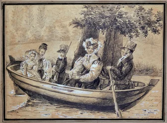 Famiglia di Ségur (il Conte, la Contessa e i loro figli) in barca - di J.H. Laure, agosto 1829