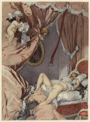 Illustrazione per le memorie di Casanova (litografia a colori)