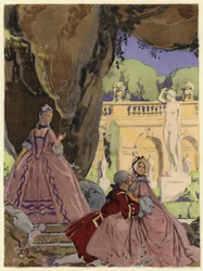 Illustrazione per le memorie di Casanova (litografia a colori)