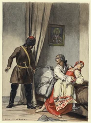 Illustrazione per le memorie di Casanova (litografia a colori)