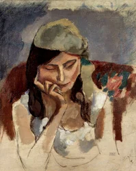 La signora con il turbante. Dipinto di Jules Pascin (1885-1930)
