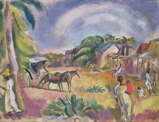 Paesaggio con figure e carrozza, 1915