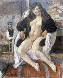 Ritratto del pittore Pierre Dubreuil e del suo modello realizzato dal pittore americano Jules Pascin (1885-1930)