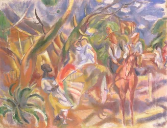 Scena meridionale con uomo che guida una carrozza, 1915
