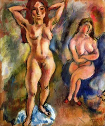 Due nudi: uno in piedi, uno seduto, 1913